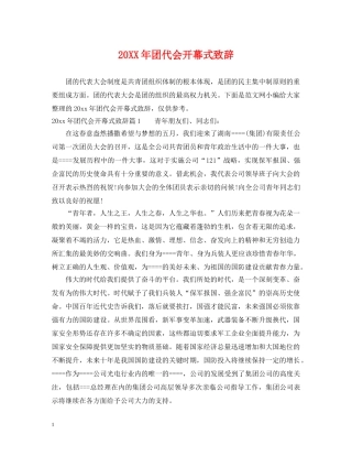 20XX年团代会开幕式致辞