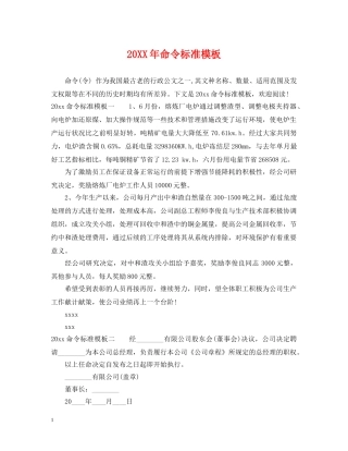 20XX年命令标准模板