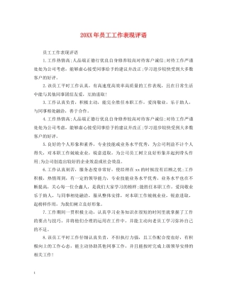 20XX年员工工作表现评语2