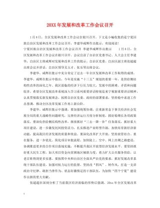 20XX年发展和改革工作会议召开