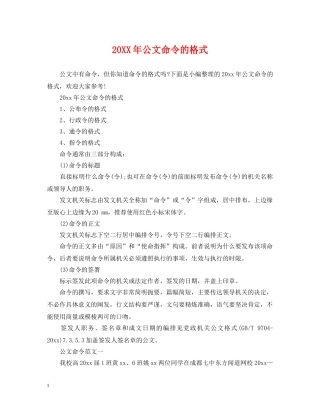 20XX年公文命令的格式
