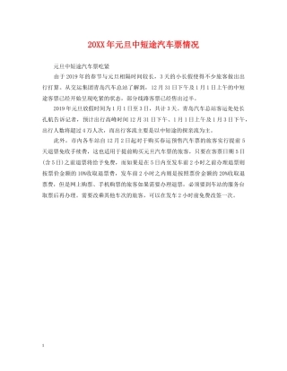 20XX年元旦中短途汽车票情况