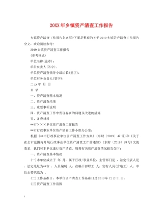 20XX年乡镇资产清查工作报告