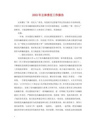 20XX年主体责任工作报告