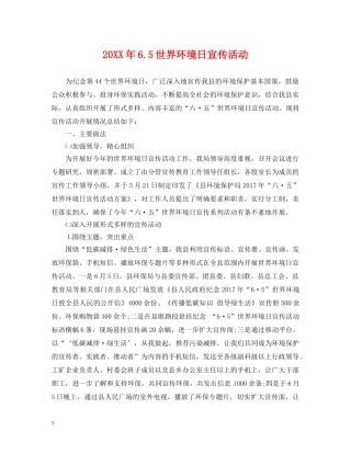 20XX年65世界环境日宣传活动