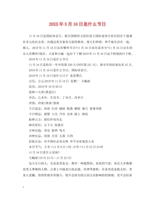 20XX年5月16日是什么节日
