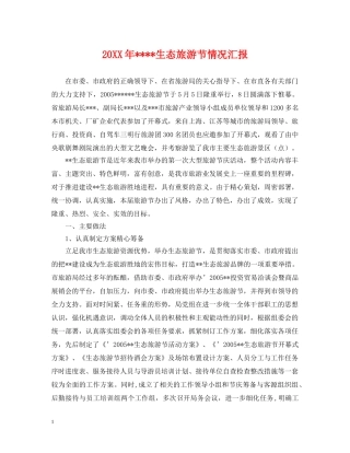 20XX年----生态旅游节情况汇报