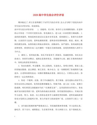 2024高生综合评价评语