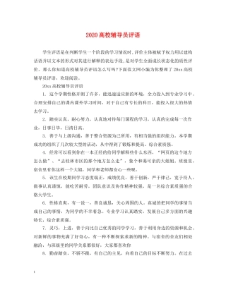 2024高校辅导员评语