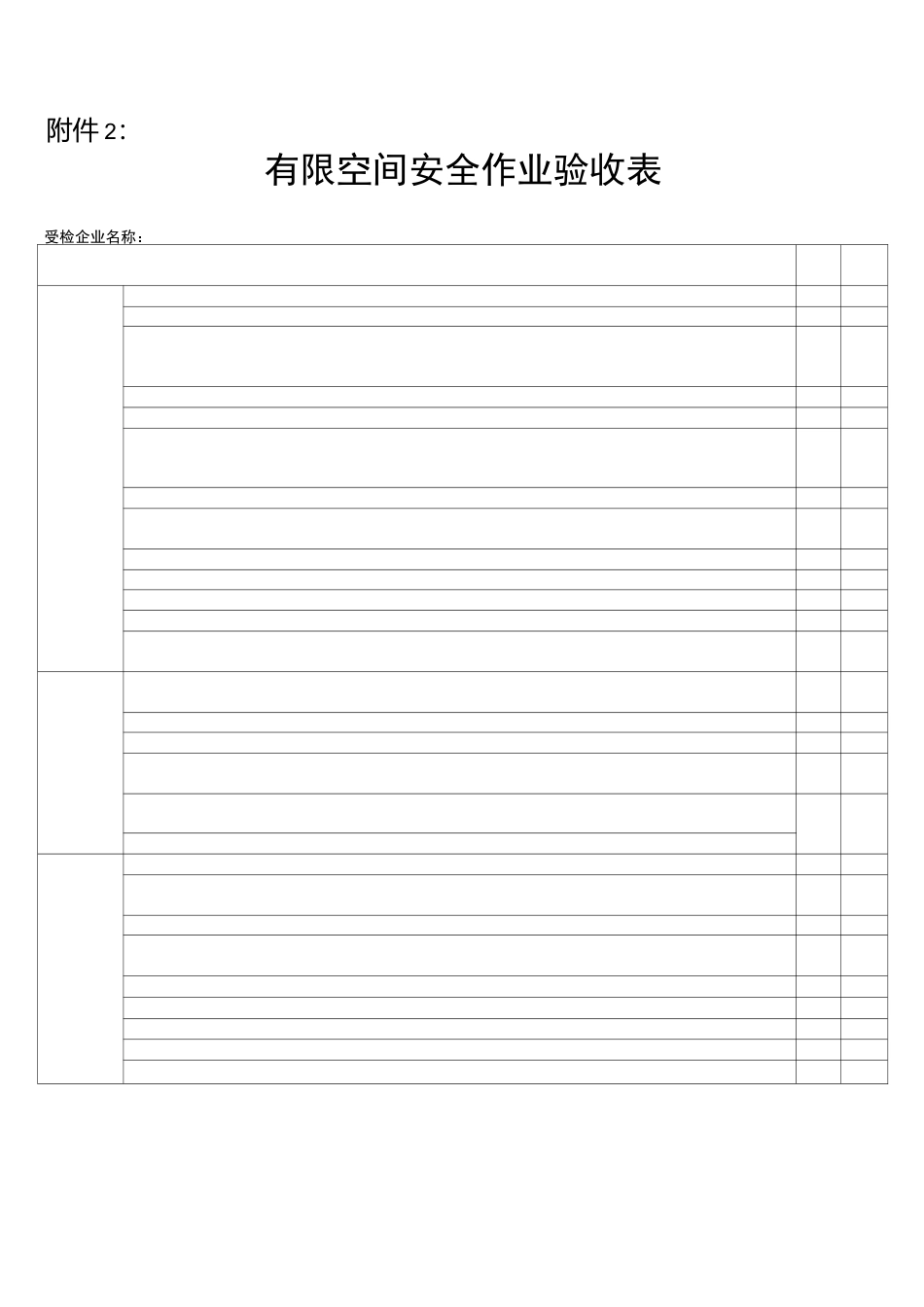 有限空间等专项执法检查表_第1页