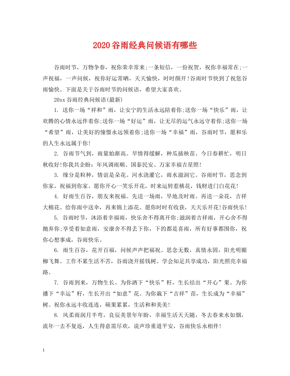 2024谷雨经典问候语有哪些_第1页