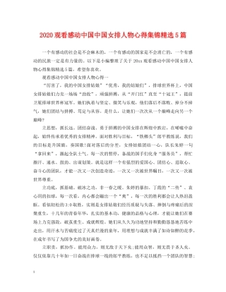 2024观看感动中国中国女排人物心得集锦精选5篇