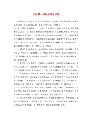 2024第一学年生评语