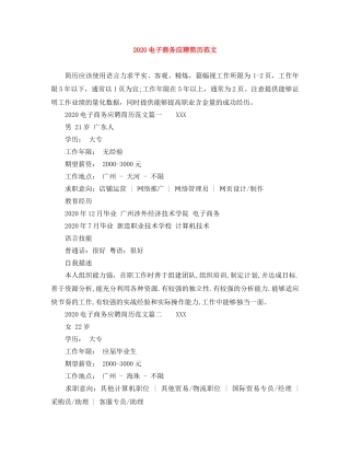 2024电子商务应聘简历范文
