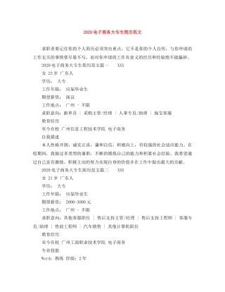 2024电子商务大专生简历范文