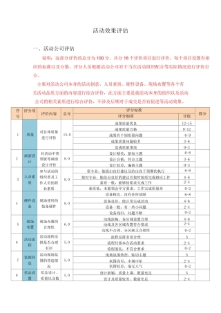 活动效果评估体系