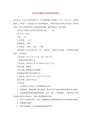 2024电子商务专业毕业生简历范文