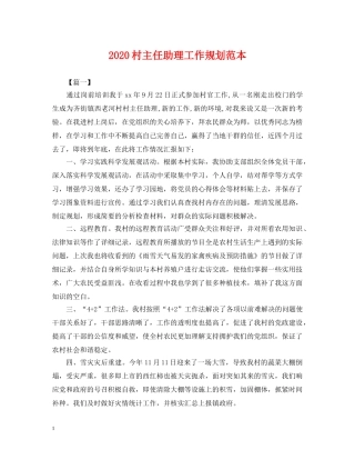 2024村主任助理工作规划范本