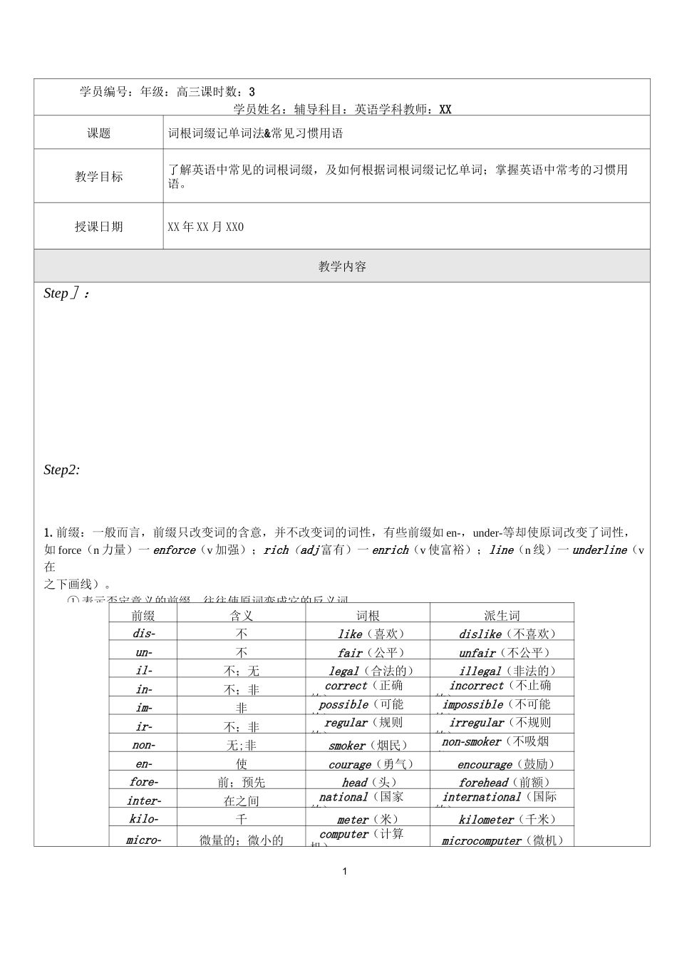 高三英语 (词根词缀记单词法&amp;习惯用语)_第1页