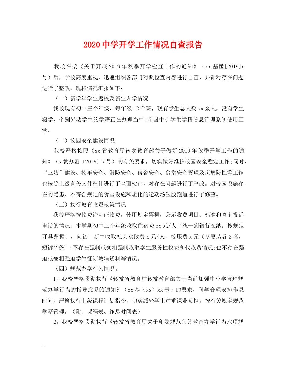 2024开学工作情况自查报告_第1页