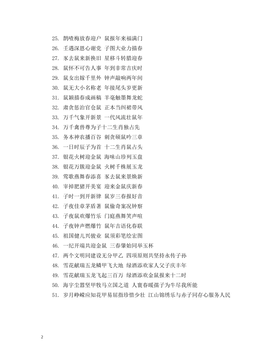 2024年鼠年春节的对联大全_第2页
