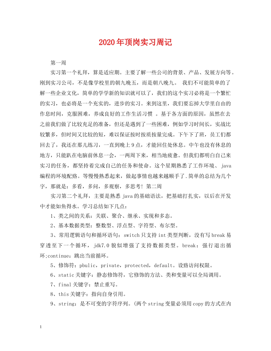 2024年顶岗实习周记_第1页