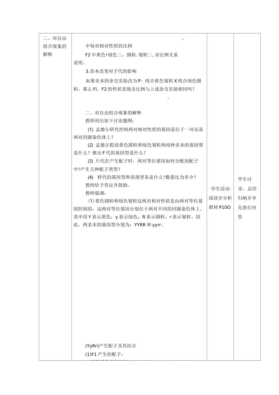 孟德尔豌豆杂交实验二超级精品教案_第3页