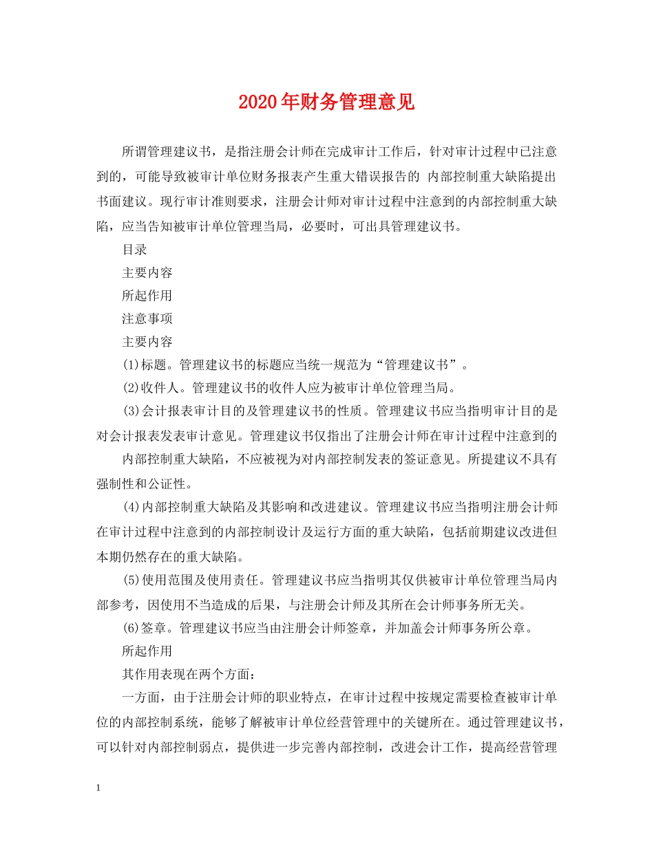 2024年财务管理意见_第1页