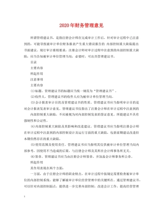 2024年财务管理意见