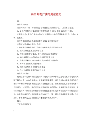 2024年药厂实习周记范文