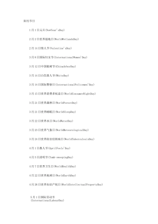 (完整版)各个节日英文表达