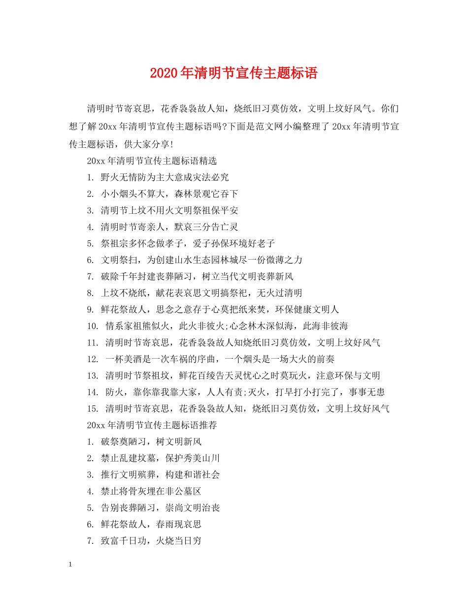 2024年清明节宣传主题标语_第1页