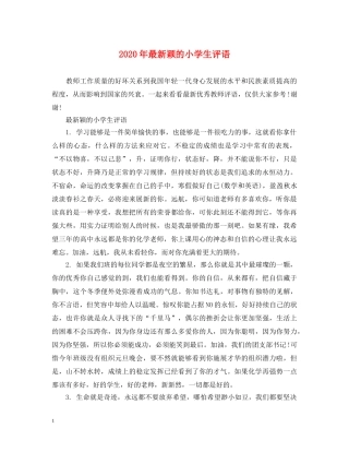 2024年最新颖的小学生评语