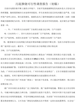 污泥掺烧可行性报告