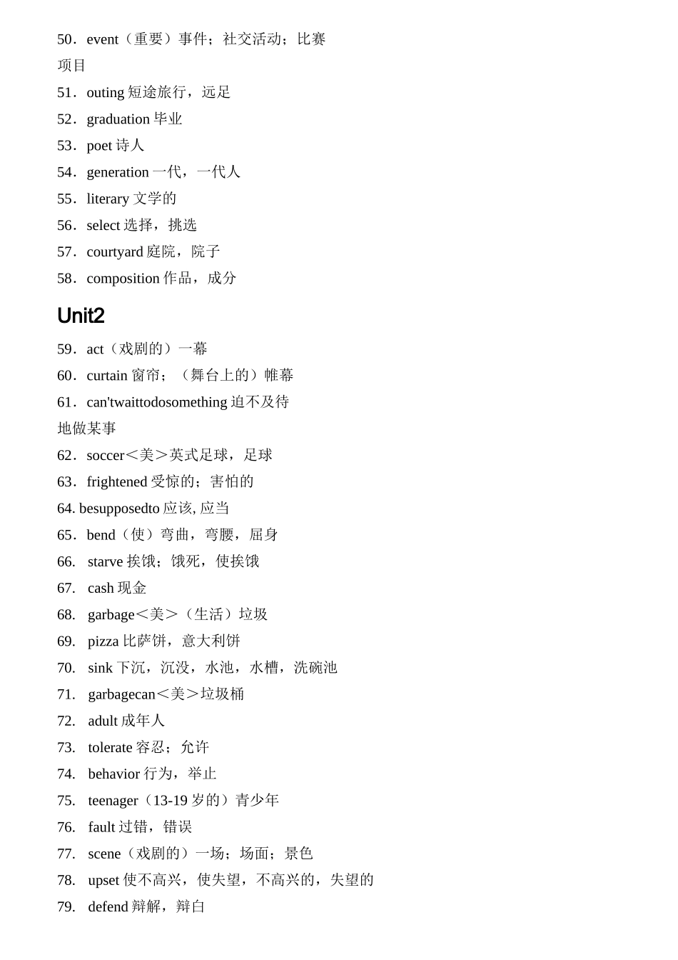 江苏牛津版高中模块1--模块11单词表_第2页
