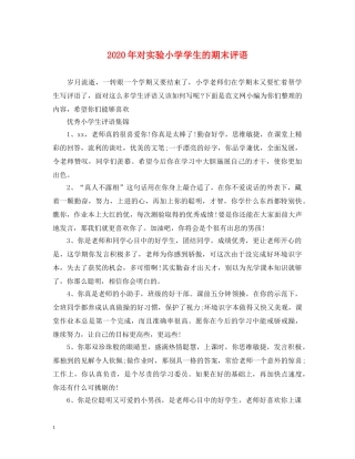 2024年对实验小学学生的期末评语