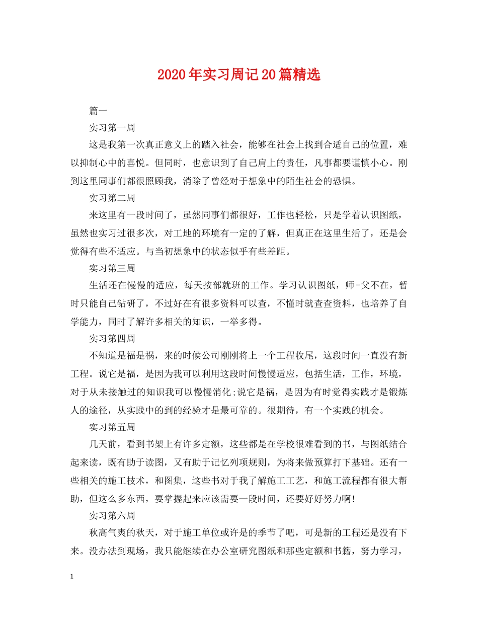 2024年实习周记20篇精选_第1页