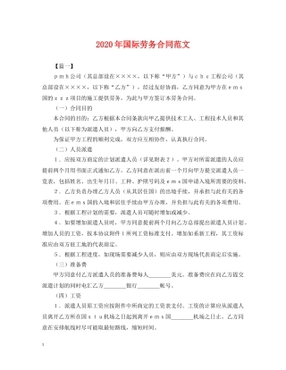 2024年国际劳务合同范文