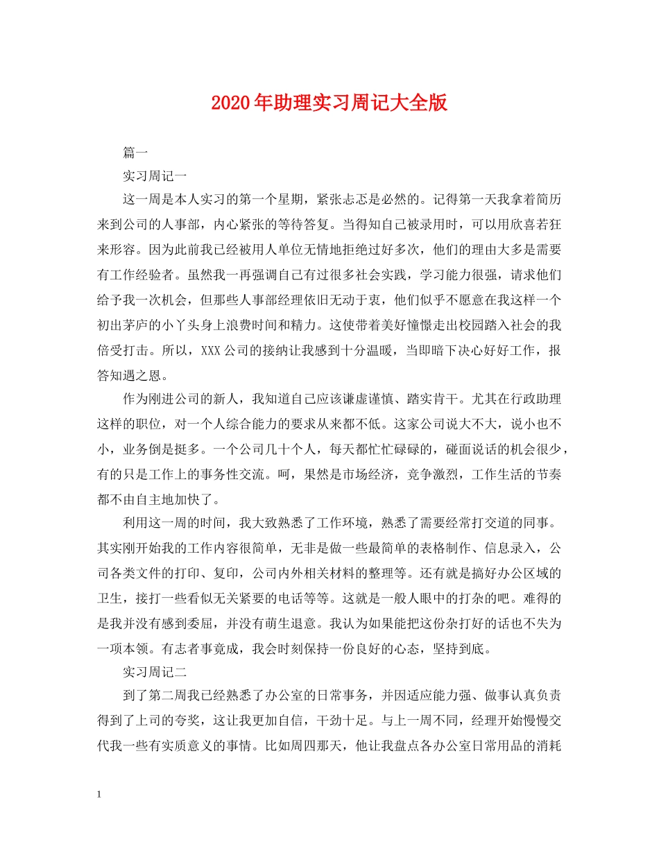 2024年助理实习周记大全版_第1页