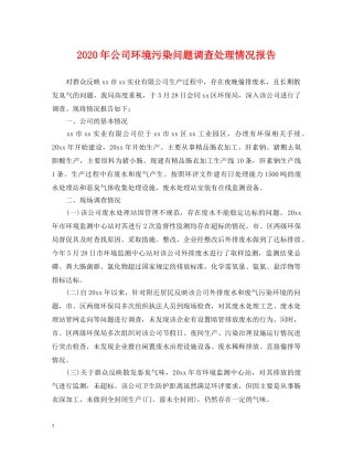 2024年公司环境污染问题调查处理情况报告