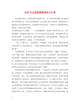 2024年全面预算管理学习心得