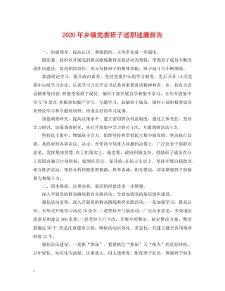 2024年乡镇党委班子述职述廉报告