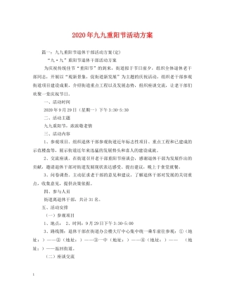 2024年九九重阳节活动方案