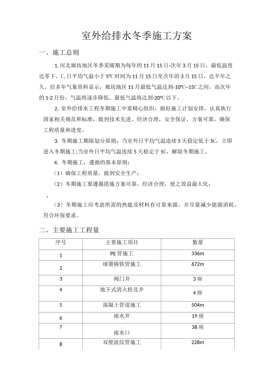 室外管线冬季施工方案_第1页