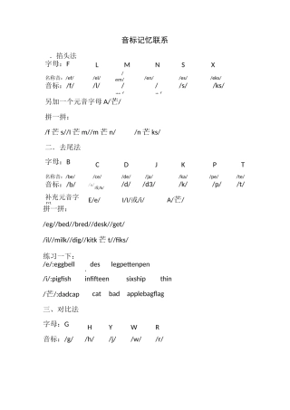 音标最易记忆方法(完整版)