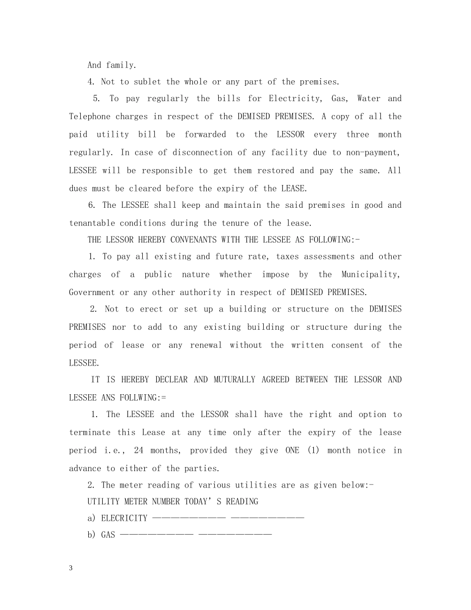 房屋租赁合同范本（英文版） _第3页