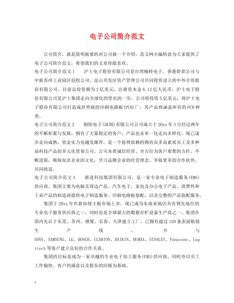 电子公司简介范文 _第1页