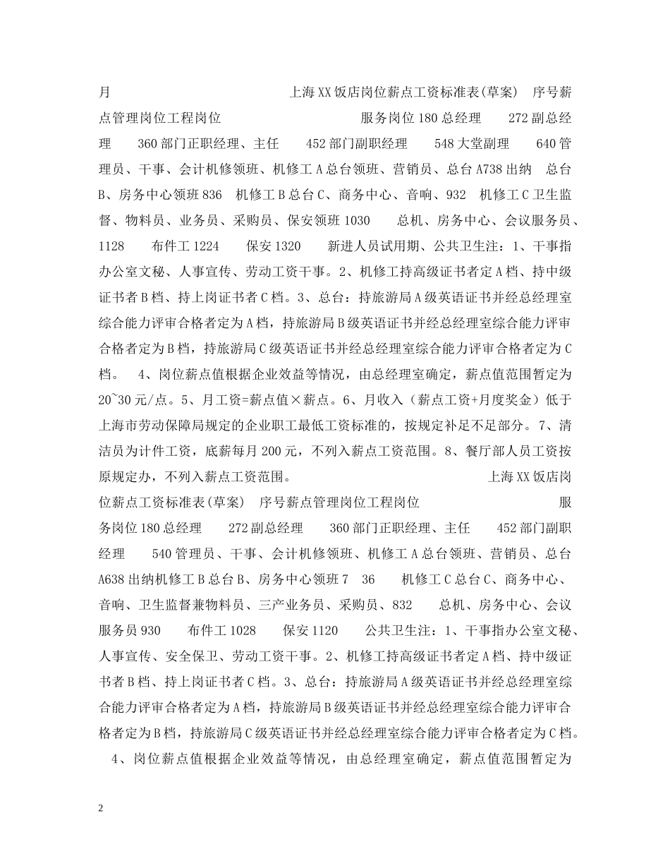 饭店关于调整员工工资结构的报告 _第2页