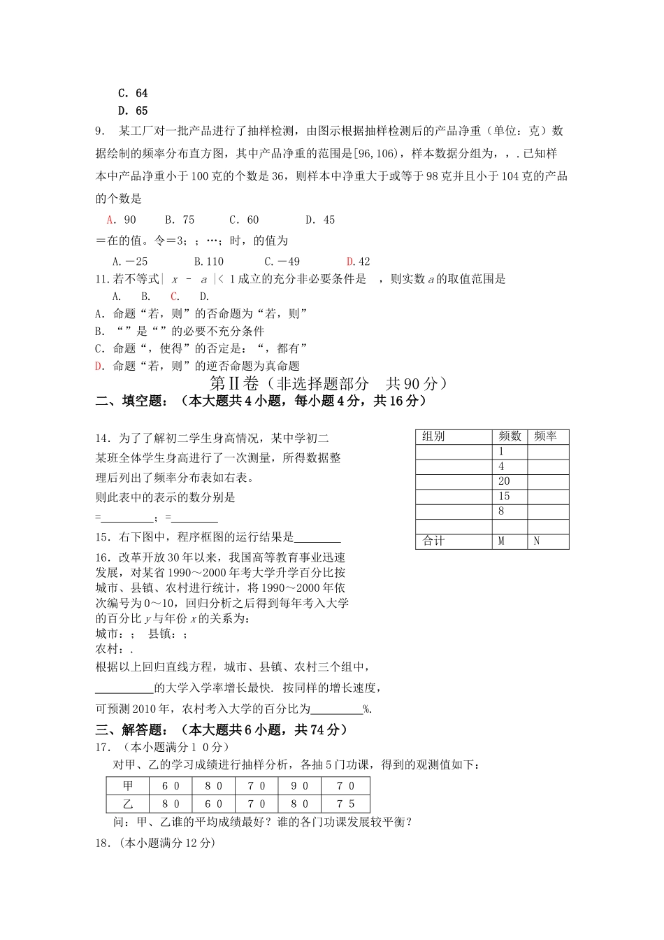 福建省厦门20102011高二数学上学期期中考试试题 文 新人教A版会员独享 _第2页