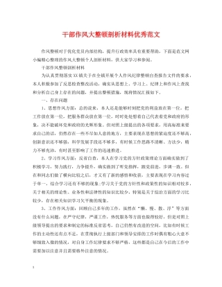 干部作风大整顿剖析材料优秀范文 